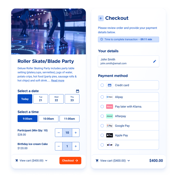 Roller skate party checkout